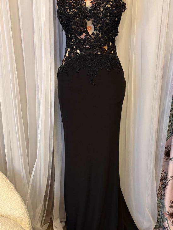 madison james Dresses & Skirts - madison james Black Lace Appliqué Prom Gown